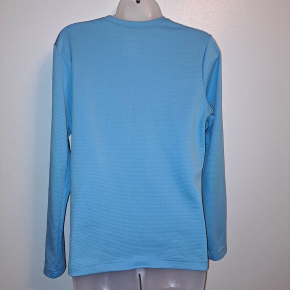 Baby Blue Adidas Long Sleeve Breathable Mesh-like Material V-Neck Running Shirt - Picture 5 of 8